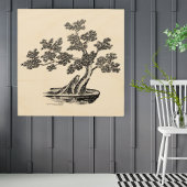 Poster Bonsai - Style chinois - noir et blanc