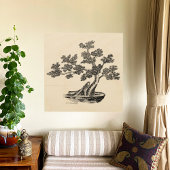 Poster Bonsai - Style chinois - noir et blanc
