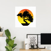 Poster Bonsai Tree avec coucher de soleil. (Bureau à domicile)