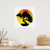 Poster Bonsai Tree avec coucher de soleil. (Cuisine)