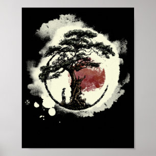 Poster Bonsai Tree japonais Zen Yin Yang Cercle bouddhist
