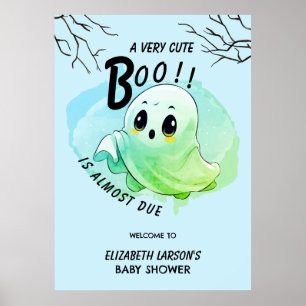 Poster Boo Baby shower Halloween Bleu à thème mignonne fê