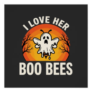 Poster Boo Bees Halloween Ghost Bee Drôle Design_1