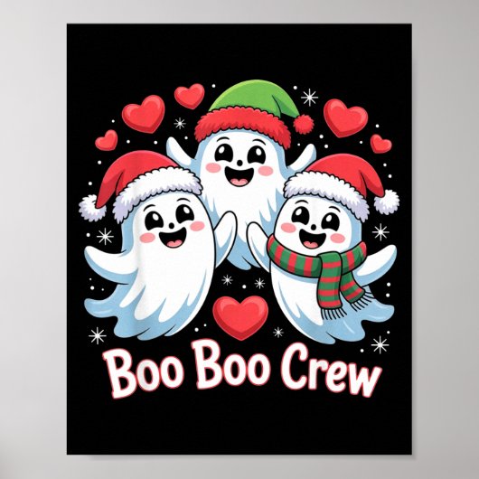 Poster Boo-boo Crew Christmas Ghost Santa Hat Halloween H (Devant)