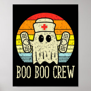 Poster Boo Boo Crew Ghost Nurse Retro Halloween Nurse R