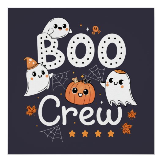 Poster Boo Crew Cute Halloween Ghosts et Citrouille (Devant)