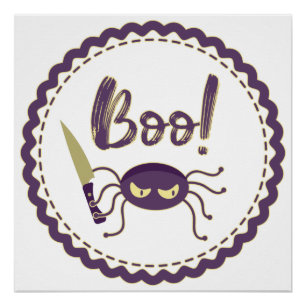 Poster Boo drôle Halloween personnage d'araignée main