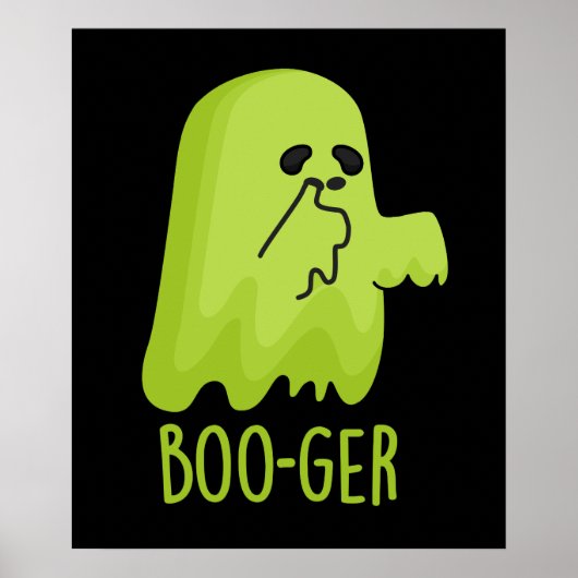 Poster Boo-ger Funny Halloween Booger Ghost Pun Dark BG (Devant)