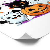 Poster Boo Ghost Citrouille Chat et chauves-souris Hallow (Coin)