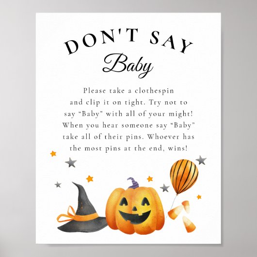 Poster Boo Halloween Baby shower Ne pas dire Baby Game (Devant)