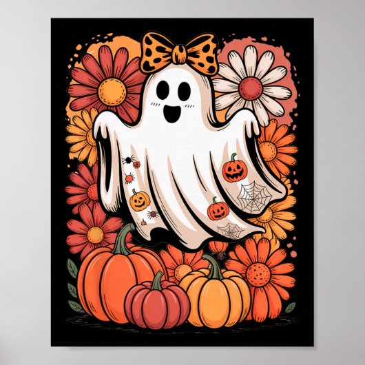 Poster Boo Halloween mignon Fille Fille Coquette Bow Auto (Devant)