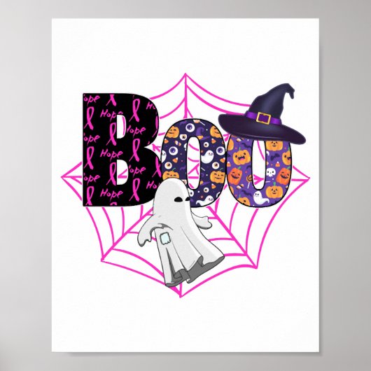 Poster Boo Halloween October Pink (Devant)