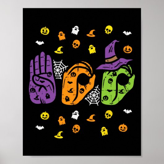 Poster Boo Hands American Sign Language Pride ASL Hallowe (Devant)