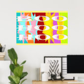 Poster Boo Hoo design couleurs flash texte blanc (Bureau à domicile)