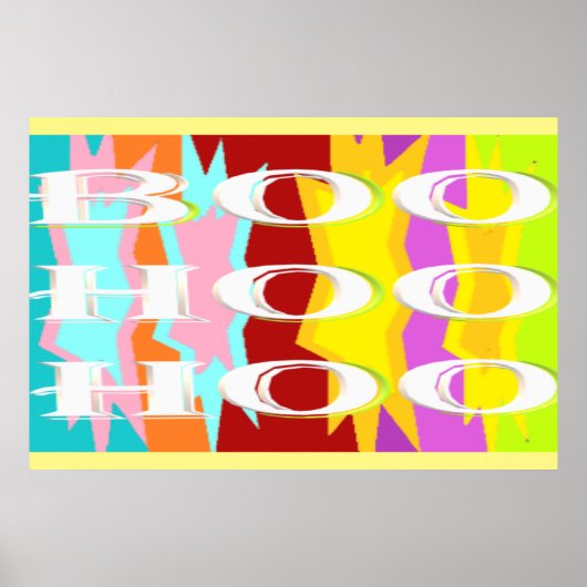 Poster Boo Hoo design couleurs flash texte blanc (Devant)