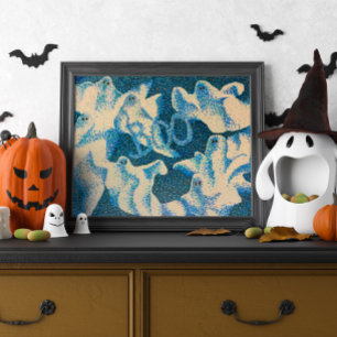 Poster Boo ! Impression d'Halloween fantôme Pointillisme