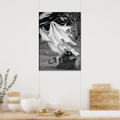 Poster Boo Kitty aide avec l'affiche de blanchisserie (Cuisine)