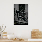 Poster Boo Kitty regarde dans un miroir sombre (Cuisine)