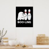 Poster Boo-ling Drôle Halloween Bowling Ghost Pun Dark BG (Cuisine)