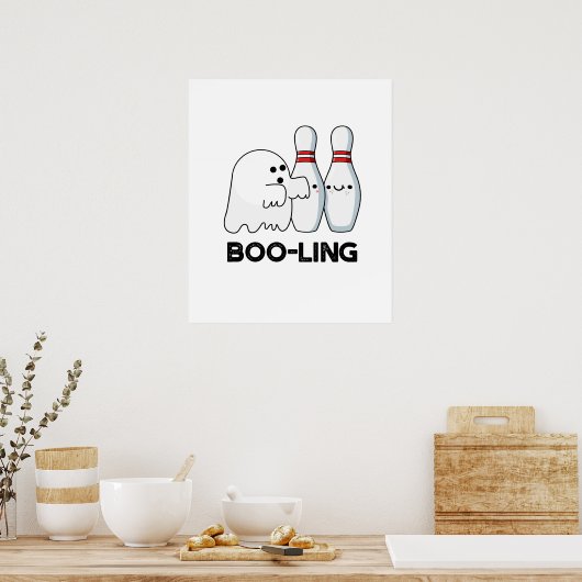 Poster Boo-ling Funny Halloween Bowling Ghost Pun (Cuisine)