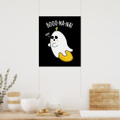 Poster Boo-nana Funny Ghost Banana Pun Dark BG (Cuisine)