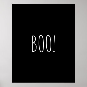 Poster Boo noir typographie éffrayante minimaliste Hallow