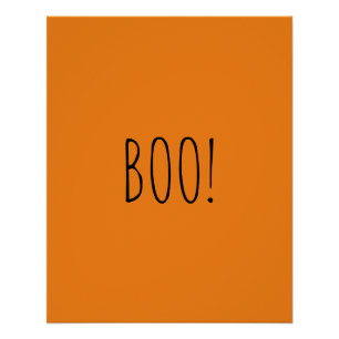 Poster Boo orange éffrayante typographie drôle mignon Hal