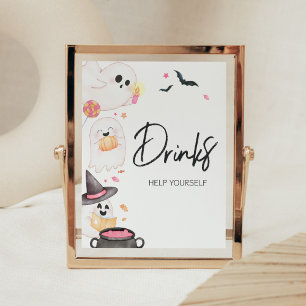 Poster Boo rose Petit Boo Baby shower Halloween Boissons