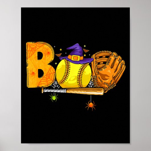 Poster Boo Softball Player Catcher Tcher Funny Halloween (Devant)