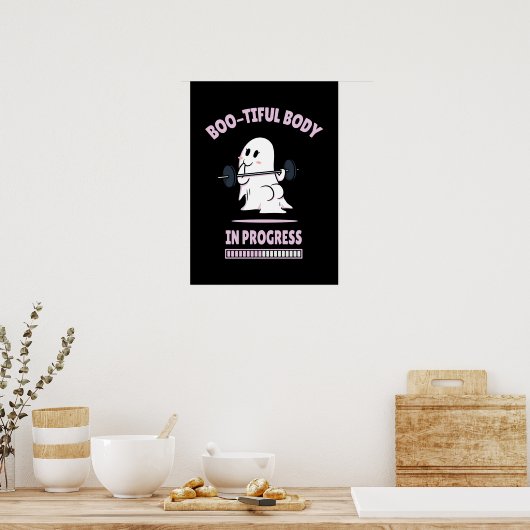 Poster Boo Tiful Body - Drôle Halloween Ghost Gym Lifting (Cuisine)