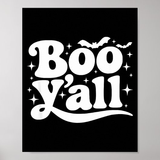 Poster Boo Y'all Southern Retro Halloween Quote Saying Ba (Devant)