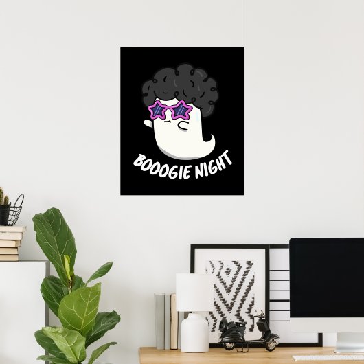 Poster Boogie Night Funny Halloween Ghost Pun Dark BG (Bureau à domicile)