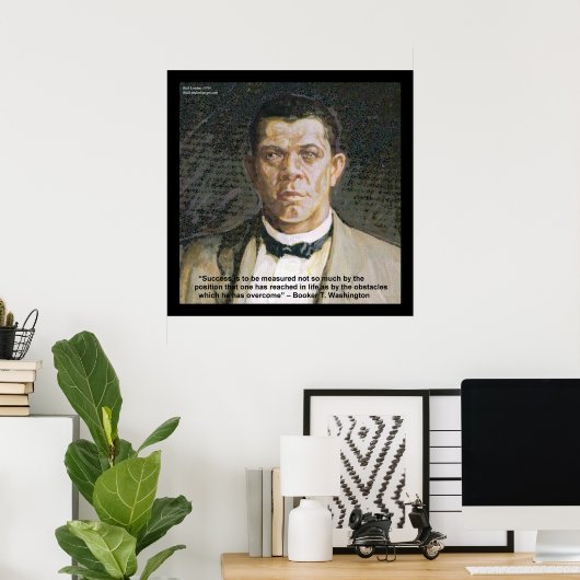 Poster Booker T Washington & Success Quote (Thuiskantoor)