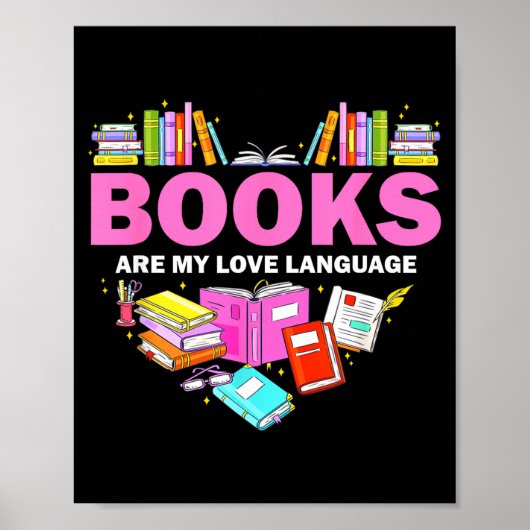 Poster Books Are My Love Language Reading Lover Librarian (Devant)