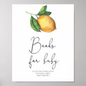 Poster Books baby shower citron d'aquarelle pour bébé (Devant)