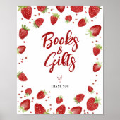 Poster Books & Cadeaux Panneau du Baby shower Fraises (Devant)