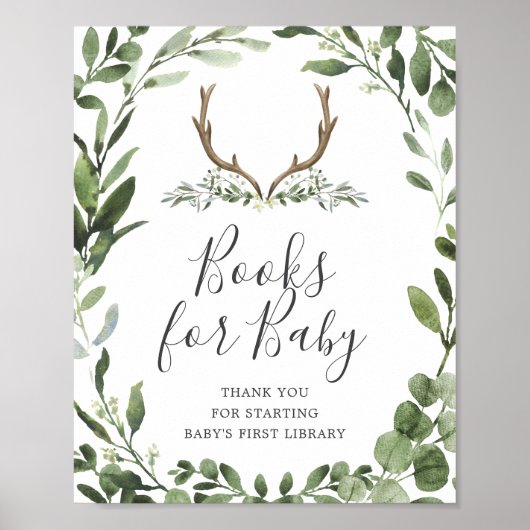 Poster Books de Baby shower de cerfs de bûcheron pour béb (Devant)