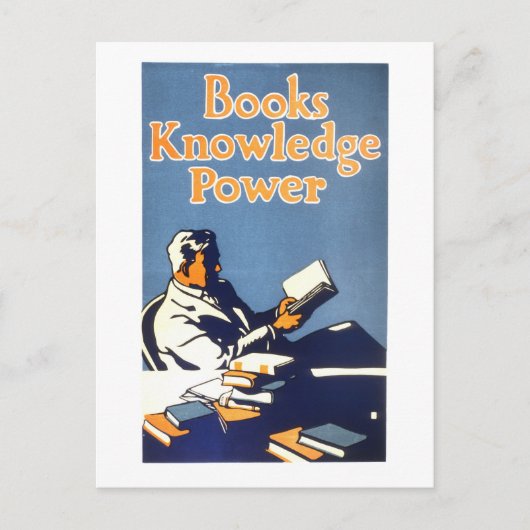  Poster "Books Knowledge Power" Briefkaart (Voorkant)
