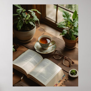 Poster Books & Tea Club Esthétique cosy pour les amateu
