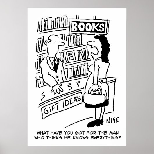 Poster Bookshop Customer pose une question au commerçant (Devant)