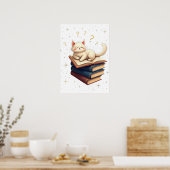 Poster Booktok Chat Cosmique Lisant dans l'Espace Constel (Cuisine)