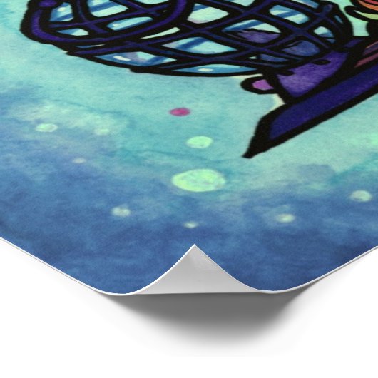 Poster Bookworm Fairy Library Imaginaire Art par Hannah L (Coin)