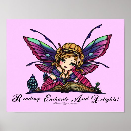 Poster Bookworm Fairy "READ" Bibliothèque Imaginaire livr (Devant)