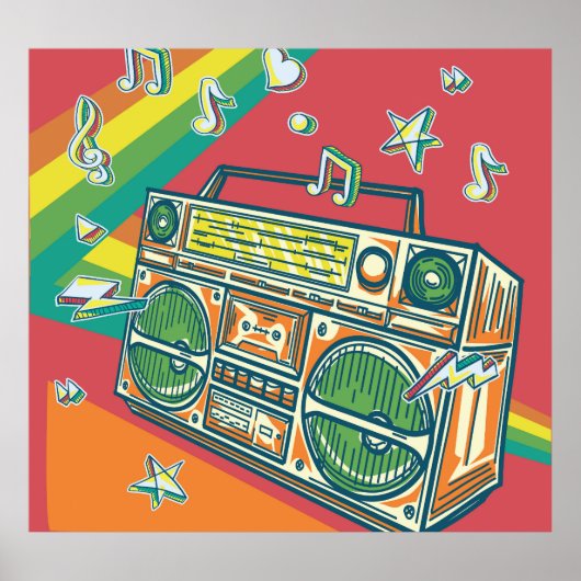 Poster Boom Box Funky Conception colorée (Devant)
