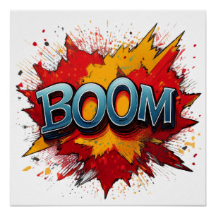 Poster Boom Comic Sound Effet - Gras et Jouer Pop Art