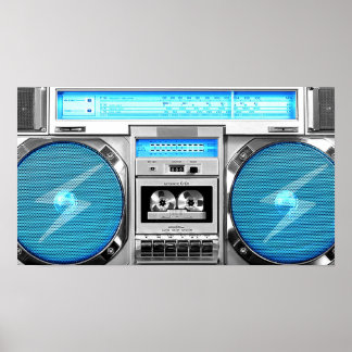 Poster Boombox bleu