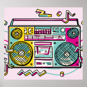 Poster Boombox Funky Colorful Draful Design