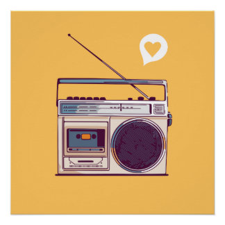 Poster Boombox radio rétro