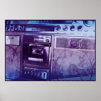 Poster Boomboxer bleu violet