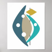 Poster Boomerangs Bleus Moderne Milieu de Siècle (Devant)